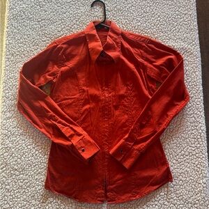 Burnt Orange Ranch Riding Hidden Zip Shirt Women’s Small